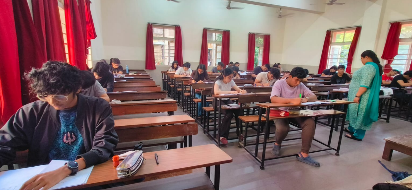 Students writing mock exam